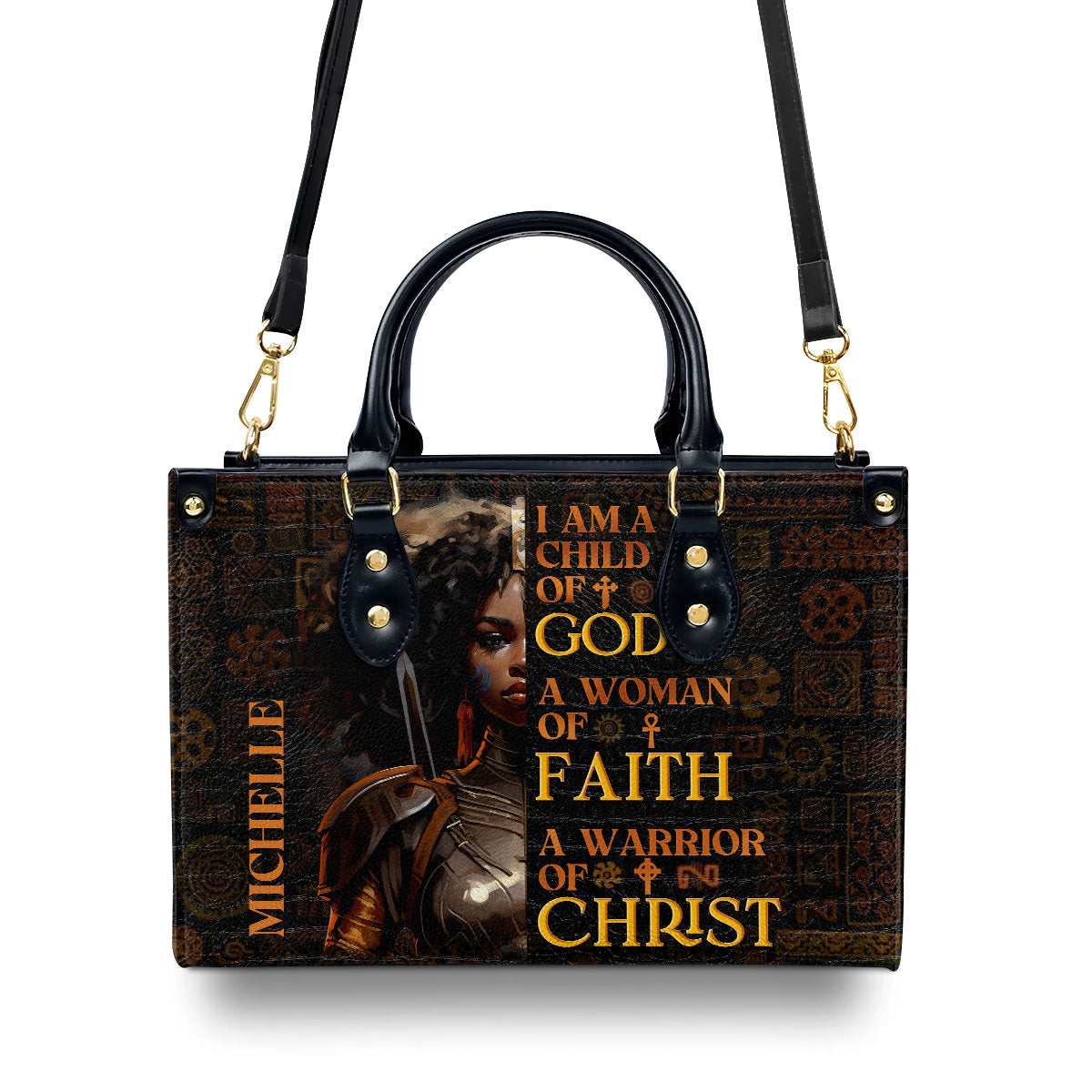 I Am A Child Of God  Personalized Leather Handbag With Zipper - Inspirational Gift Christian Ladies