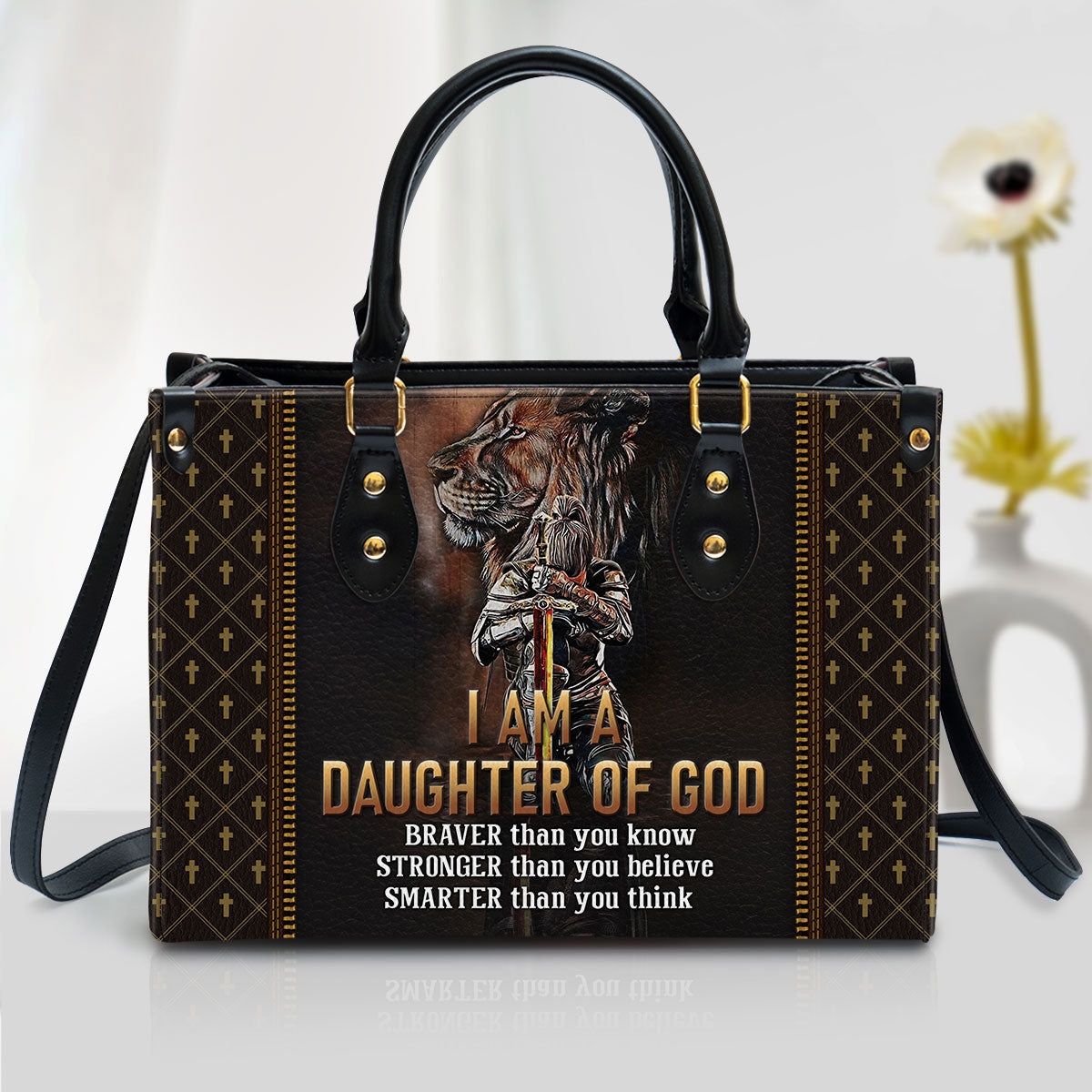 I Am A Daughter Of God Lion Leather Handbag - Religious Gifts For Women - Women Pu Leather Bag