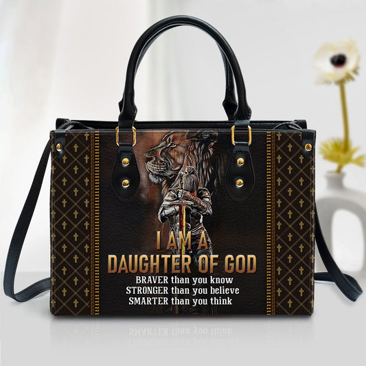 I Am A Daughter Of God Lion Leather Handbag - Religious Gifts For Women - Women Pu Leather Bag