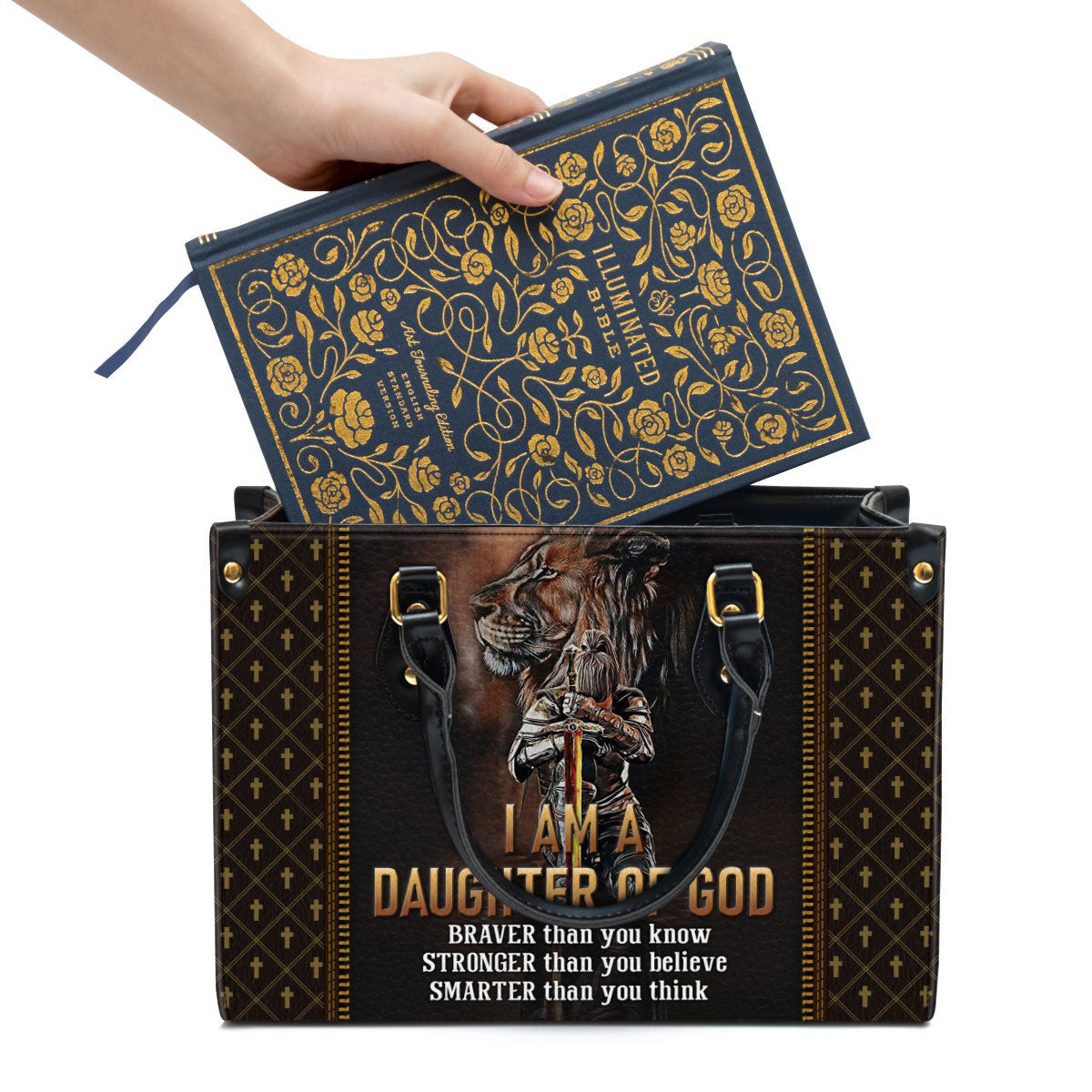 I Am A Daughter Of God Lion Leather Handbag - Religious Gifts For Women - Women Pu Leather Bag