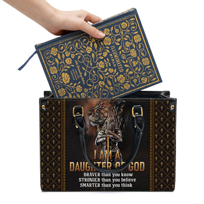 I Am A Daughter Of God Lion Leather Handbag - Religious Gifts For Women - Women Pu Leather Bag
