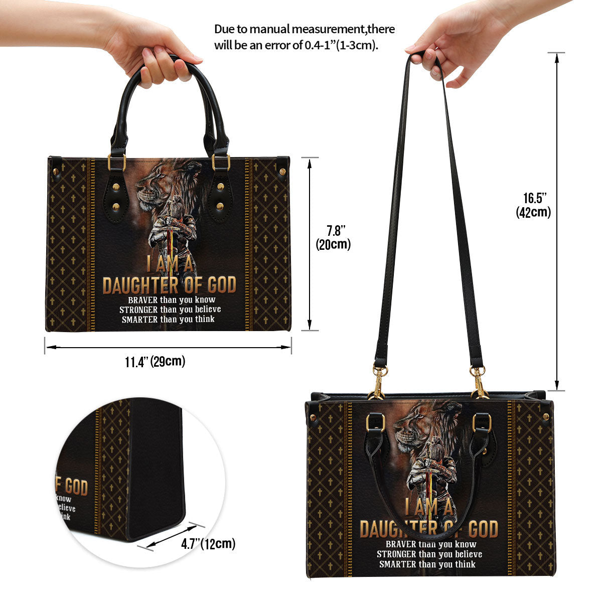 I Am A Daughter Of God Lion Leather Handbag - Religious Gifts For Women - Women Pu Leather Bag