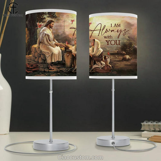 I Am Always With You Table Lamp - Jesus And Maria Red Cardinal Table Lamp Prints - Religious Table Lamp Art - Christian Home Decor