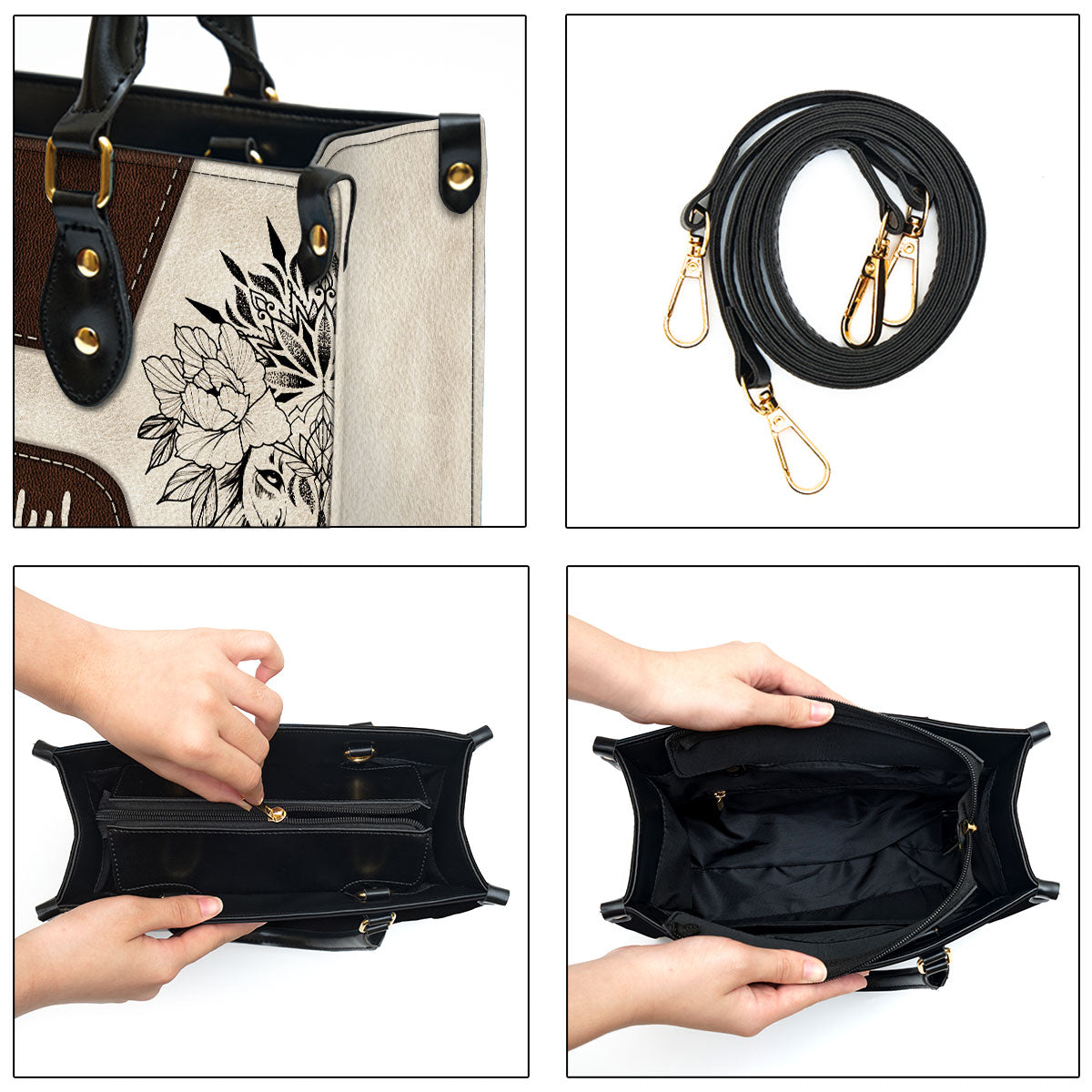 I Am Beautiful Because God Made Me In His Image Leather Bag - Custom Name Flower Leather Handbag - Christian Gifts For Women