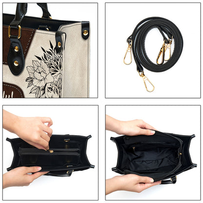 I Am Beautiful Because God Made Me In His Image Leather Bag - Custom Name Flower Leather Handbag - Christian Gifts For Women