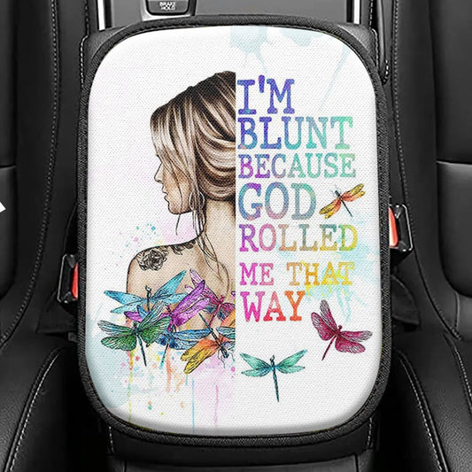 I Am Blunt Boho Hippie Seat Box Cover, Bohemian Car Center Console Cover