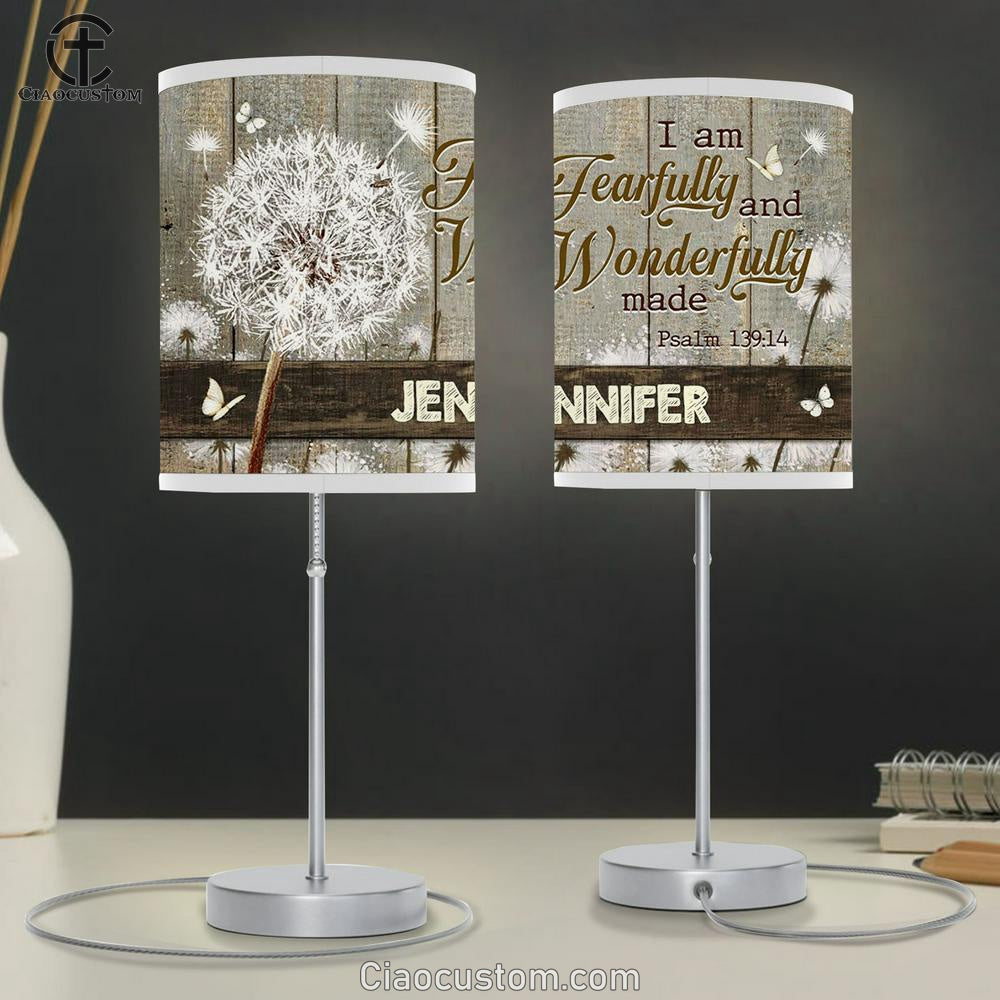 I Am Fearfully And Wonderfully Made Psalm 13914 Personalized Table Lamp Prints - Religious Room Decor - Christian Table Lamp For Bedroom