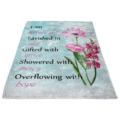 I Am God's Girl Lavished In Love Gifted With Grace Fleece Blanket - Christian Blanket - Bible Verse Blanket