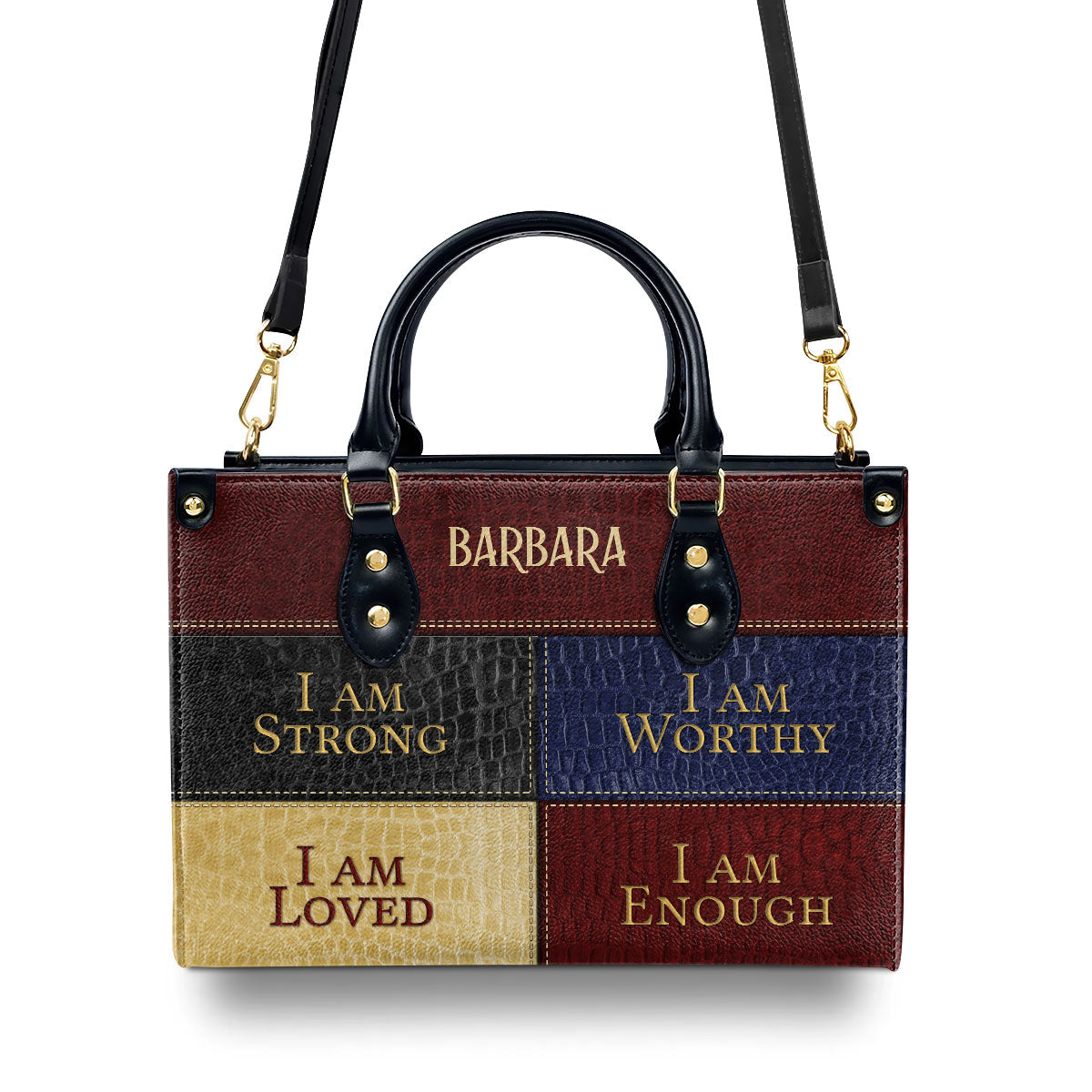 I Am Loved Personalized Zippered Leather Handbag With Handle Religious Gift For Worship Friends