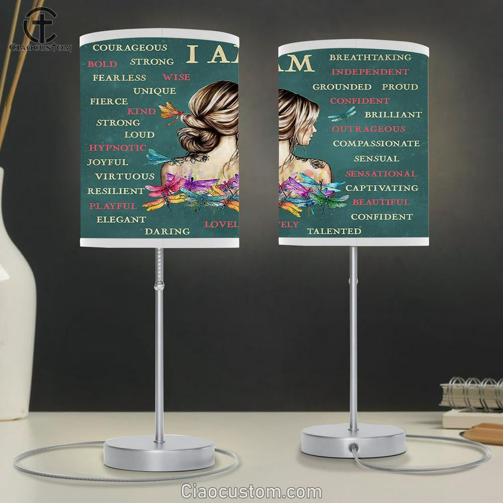 I Am Table Lamp For Bedroom - Positive Affirmations Room Decor - Encouragement Gifts for Women
