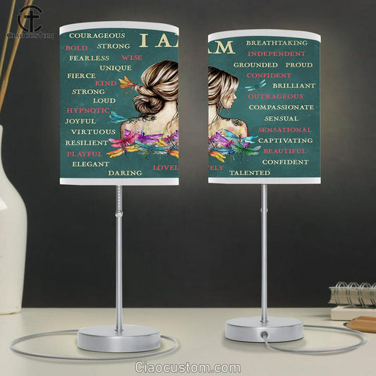 I Am Table Lamp For Bedroom - Positive Affirmations Room Decor - Encouragement Gifts for Women