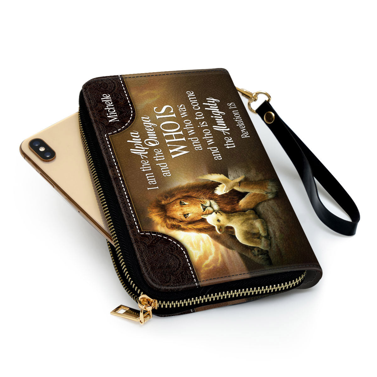 I Am The Alpha And The Omega Clutch Purse For Women - Personalized Name - Christian Gifts For Women