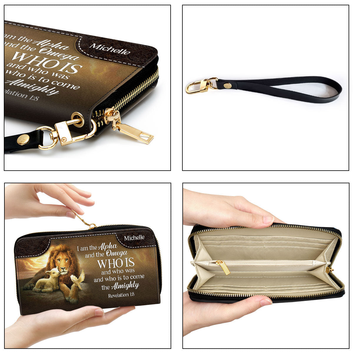 I Am The Alpha And The Omega Clutch Purse For Women - Personalized Name - Christian Gifts For Women