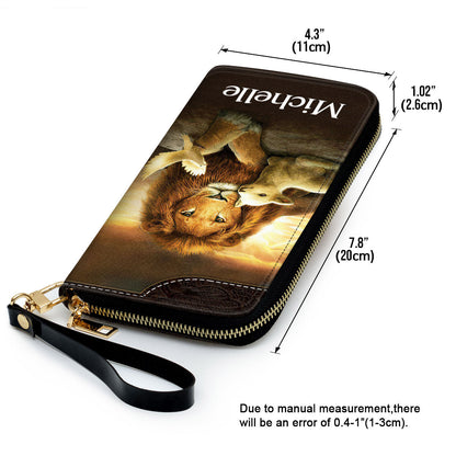 I Am The Alpha And The Omega Revelation 18 Christ Gifts With Bible Scripture For Women Clutch Purse For Women - Personalized Name