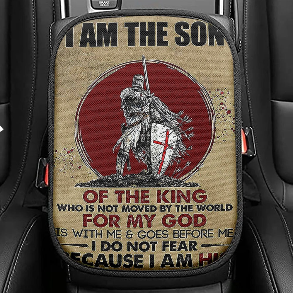 I Am The Son Warrior Seat Box Cover, Christian Car Center Console Cover, Religious Car Interior Accessories