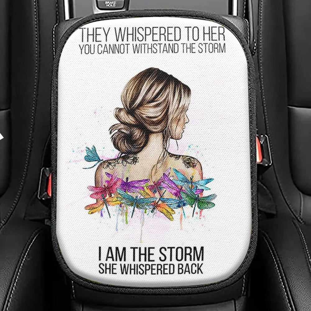 I Am The Storm Seat Box Cover, Positive Motivational Inspirational Quote, Encouragement Gifts For Women, Boho Dragonfly Car Interior Accessories