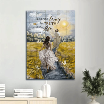 I Am The Way The Truth And The Life Canvas Wall Art - Jesus & Beautiful Girl