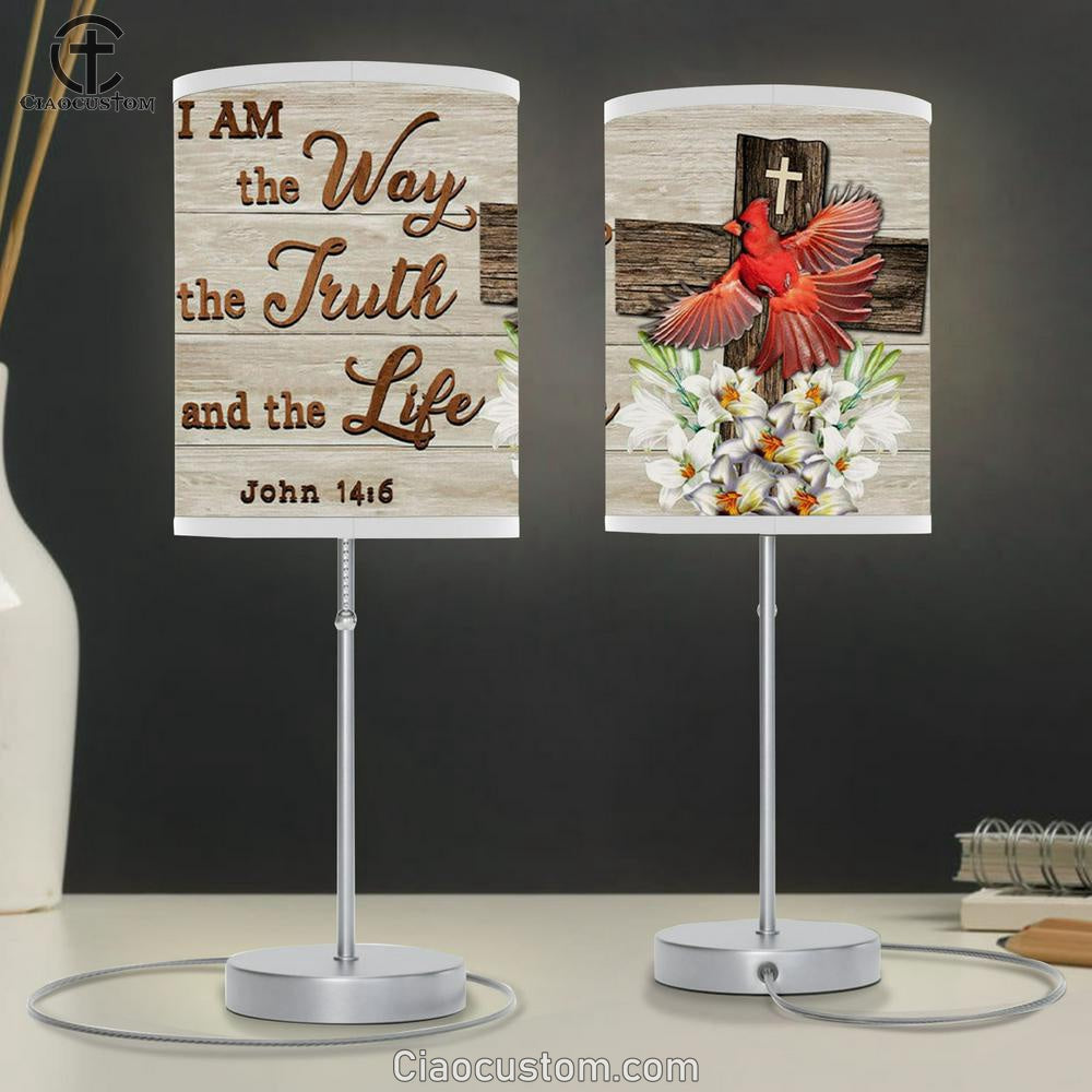 I Am The Way The Truth And The Life Table Lamp For Bedroom - Cardinal - Christian Room Decor