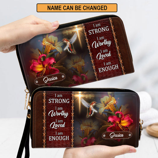 I Am Worthy Clutch Purse For Women - Personalized Name - Christian Gifts For Women