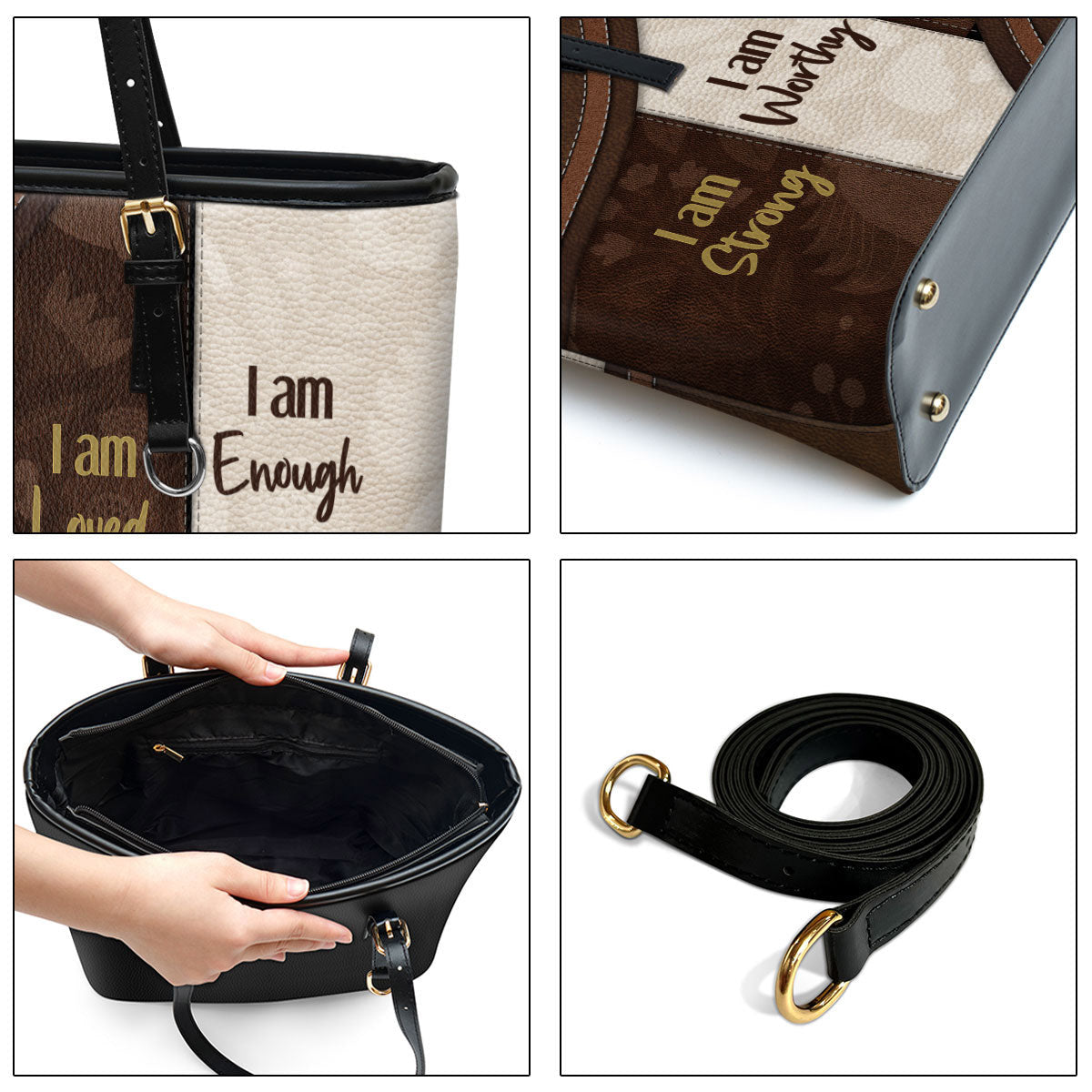 I Am Worthy Personalized Pu Leather Tote Bag For Women - Mom Gifts For Mothers Day