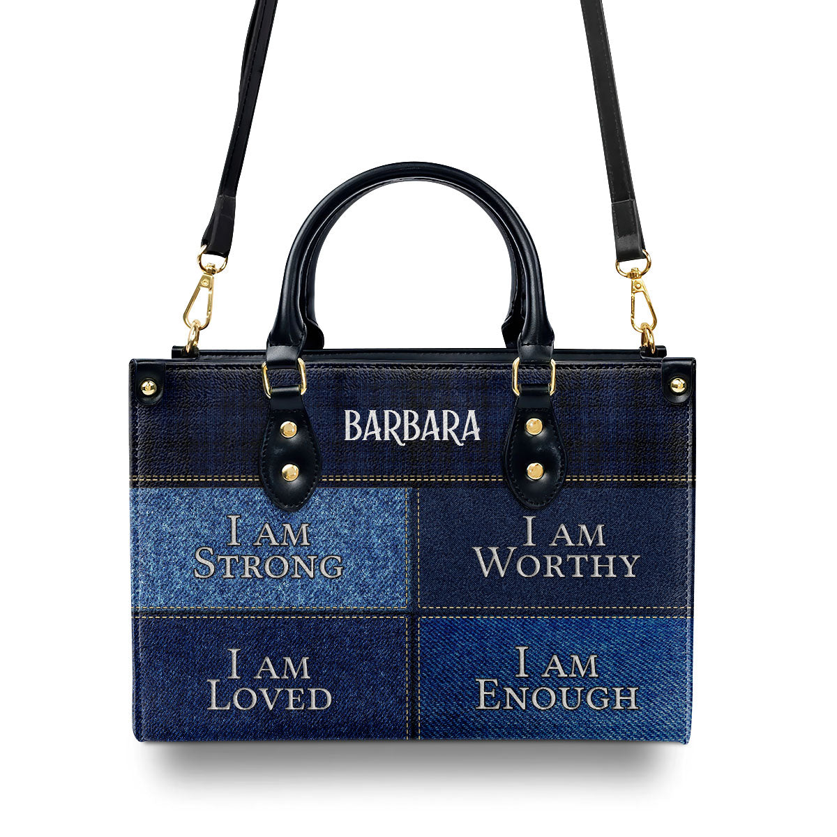 I Am Worthy Personalized Zippered Leather Handbag With Handle Religious Gift For Worship Friends