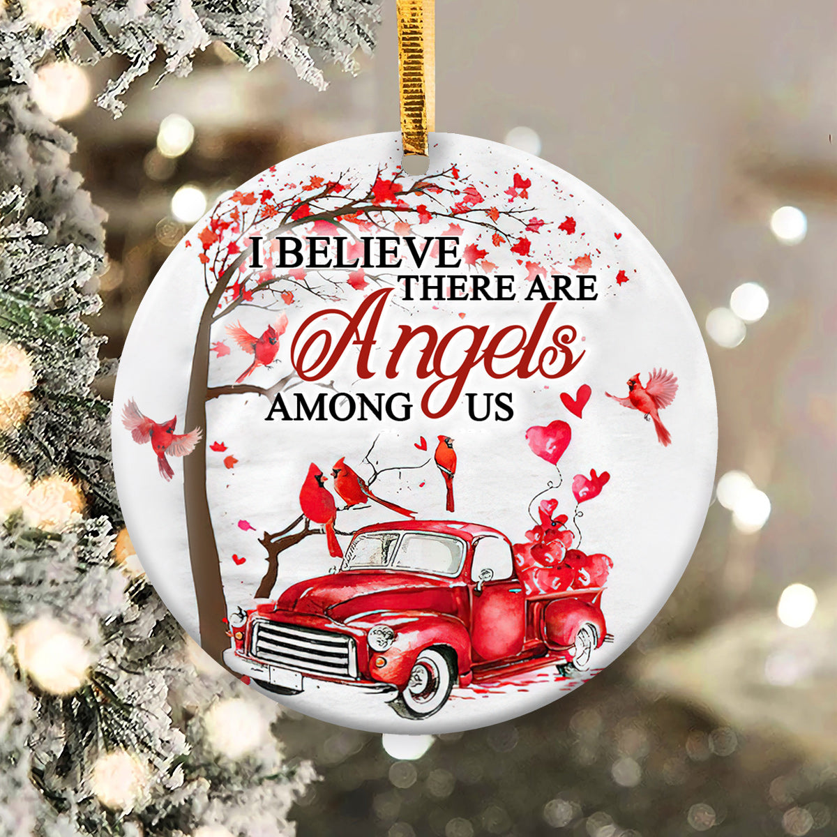 I Believe Ceramic Circle Ornament - Decorative Ornament - Christmas Ornament