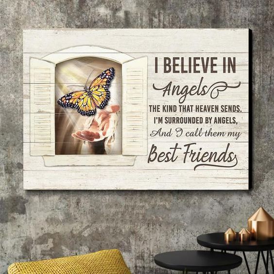 I Believe In Angels I Believe In God Canvas Wall Art - Christian Poster - Religious Wall Decor