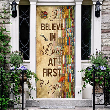 I Believe In Love At First Page - Book Lover Door Cover - Religious Door Decorations