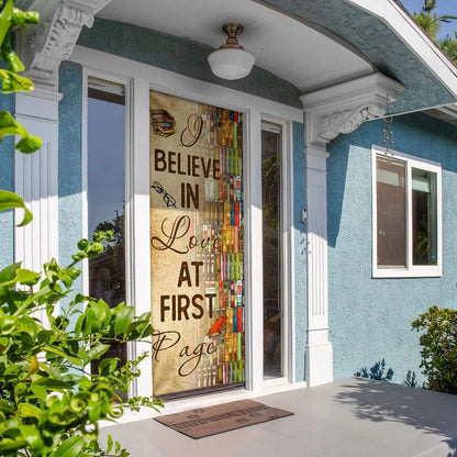 I Believe In Love At First Page - Book Lover Door Cover - Religious Door Decorations