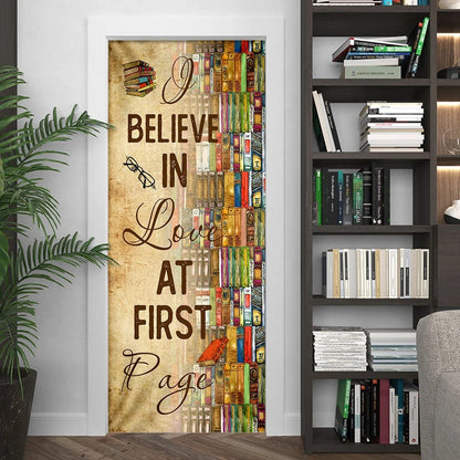 I Believe In Love At First Page - Book Lover Door Cover - Religious Door Decorations