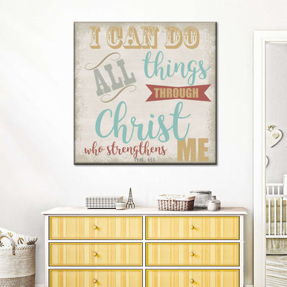 I Can Do All II Square Canvas Wall Art - Christian Wall Decor - Christian Wall Hanging