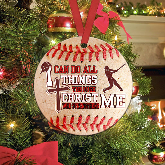I Can Do All Things Baseball Faith Ceramic Circle Ornament - Decorative Ornament - Christmas Ornament