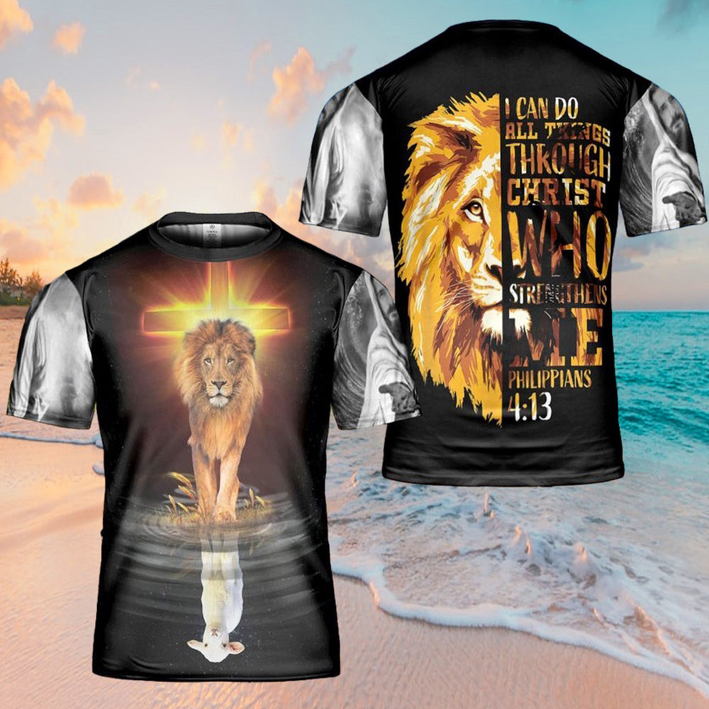 I Can Do All Things Lion Jesus 3d T Shirts - Christian Shirts For Men&Women