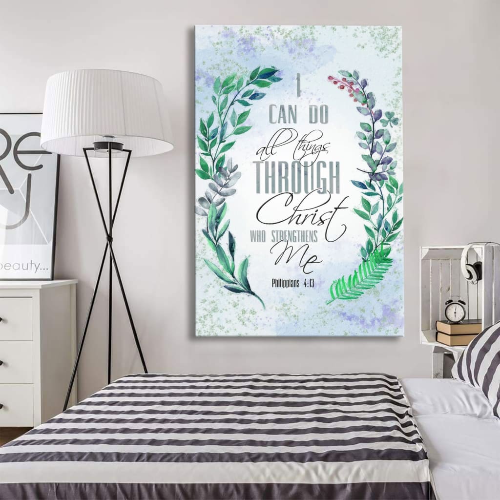 I Can Do All Things Through Christ Bay Leaf Bible Verse Canvas Art - Bible Verse Canvas - Scripture Wall Art