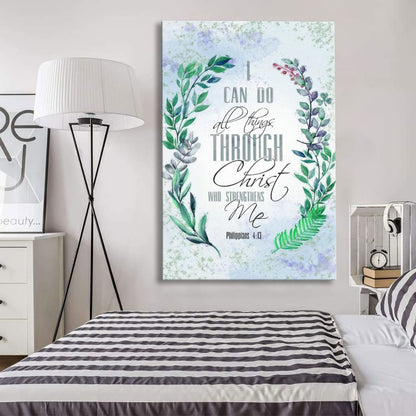 I Can Do All Things Through Christ Bay Leaf Bible Verse Canvas Art - Bible Verse Canvas - Scripture Wall Art