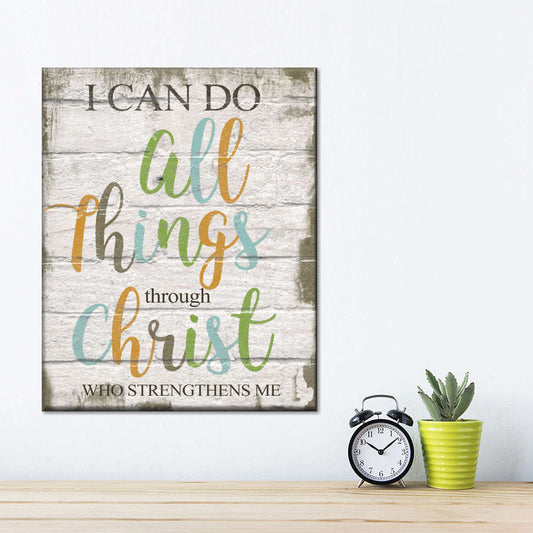 I Can Do All Things Through Christ Canvas Wall Art - Canvas Religious Wall Art - Christian Wall Decor Living Room