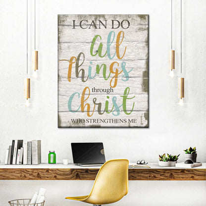 I Can Do All Things Through Christ Canvas Wall Art - Canvas Religious Wall Art - Christian Wall Decor Living Room