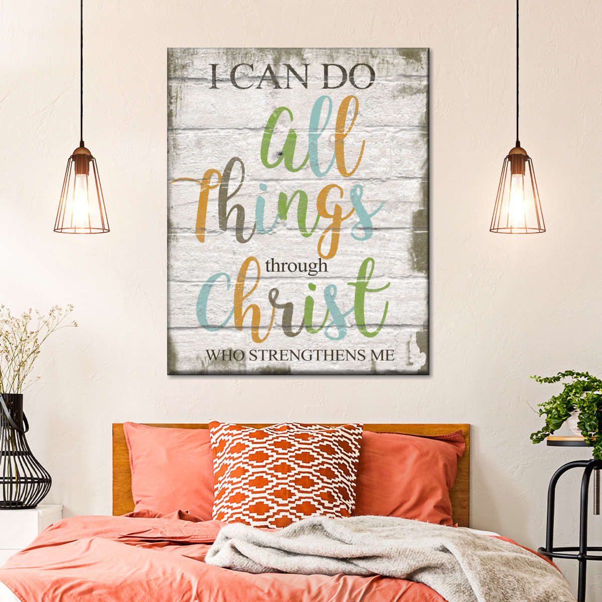 I Can Do All Things Through Christ Canvas Wall Art - Canvas Religious Wall Art - Christian Wall Decor Living Room