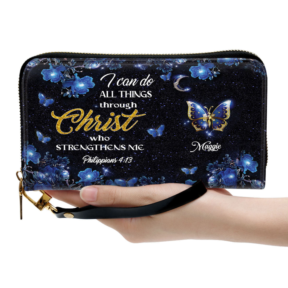 I Can Do All Things Through Christ Clutch Purse For Women - Personalized Name - Christian Gifts For Women