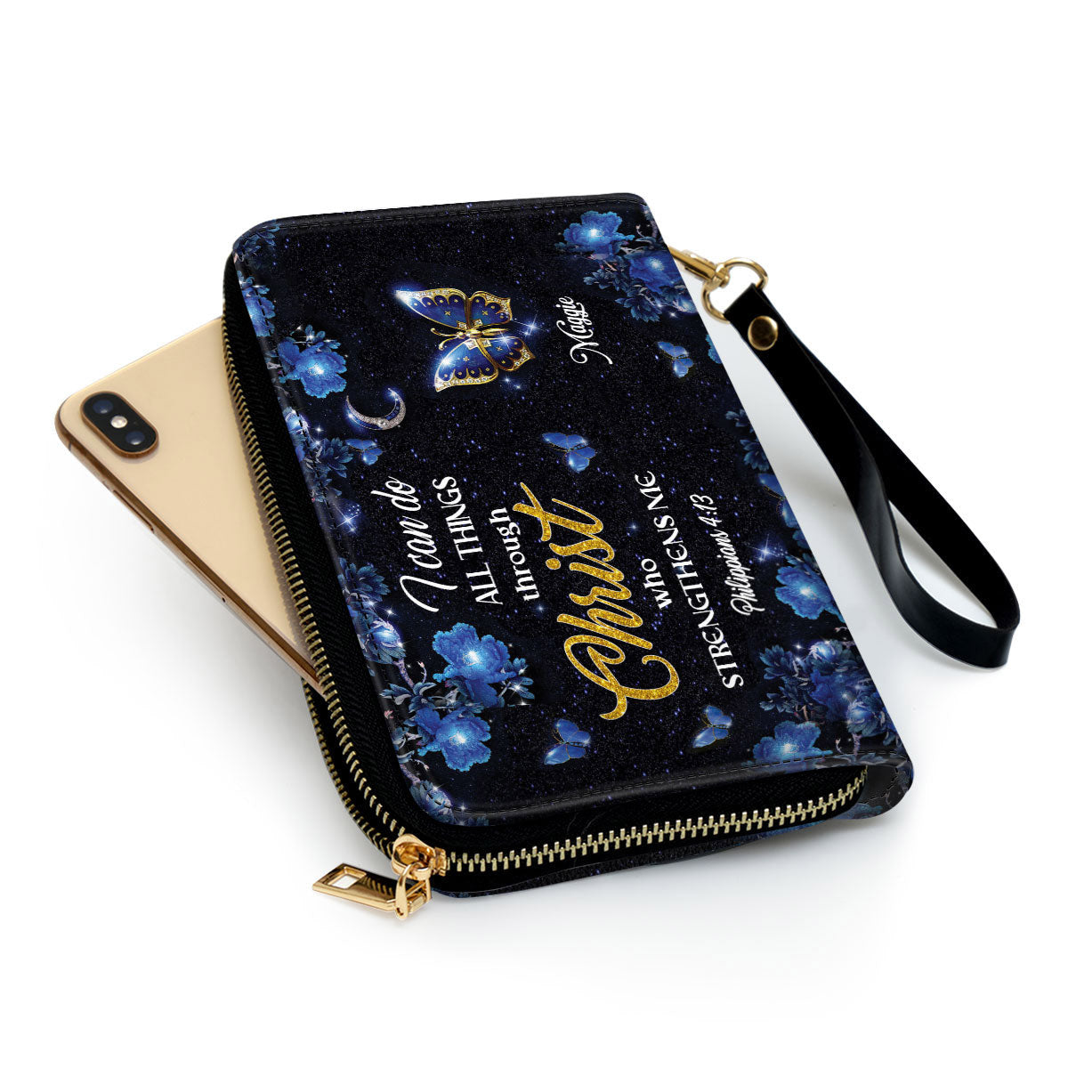 I Can Do All Things Through Christ Clutch Purse For Women - Personalized Name - Christian Gifts For Women