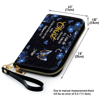 I Can Do All Things Through Christ Clutch Purse For Women - Personalized Name - Christian Gifts For Women
