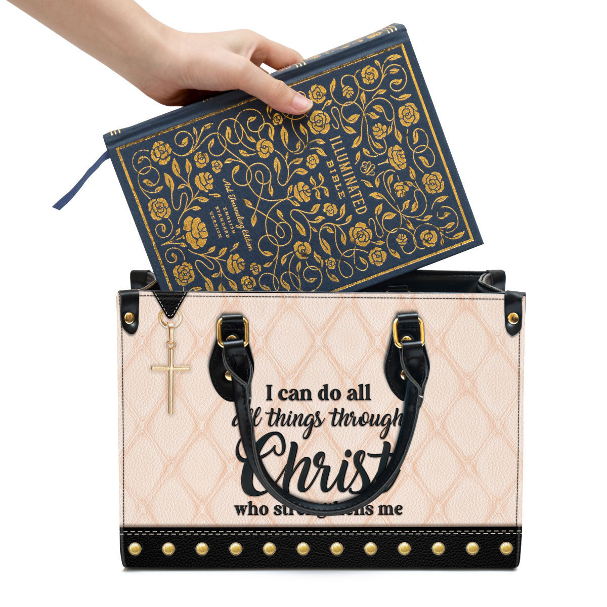 I Can Do All Things Through Christ Leather Handbag - Religious Gifts For Women - Women Pu Leather Bag