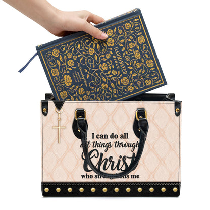 I Can Do All Things Through Christ Leather Handbag - Religious Gifts For Women - Women Pu Leather Bag