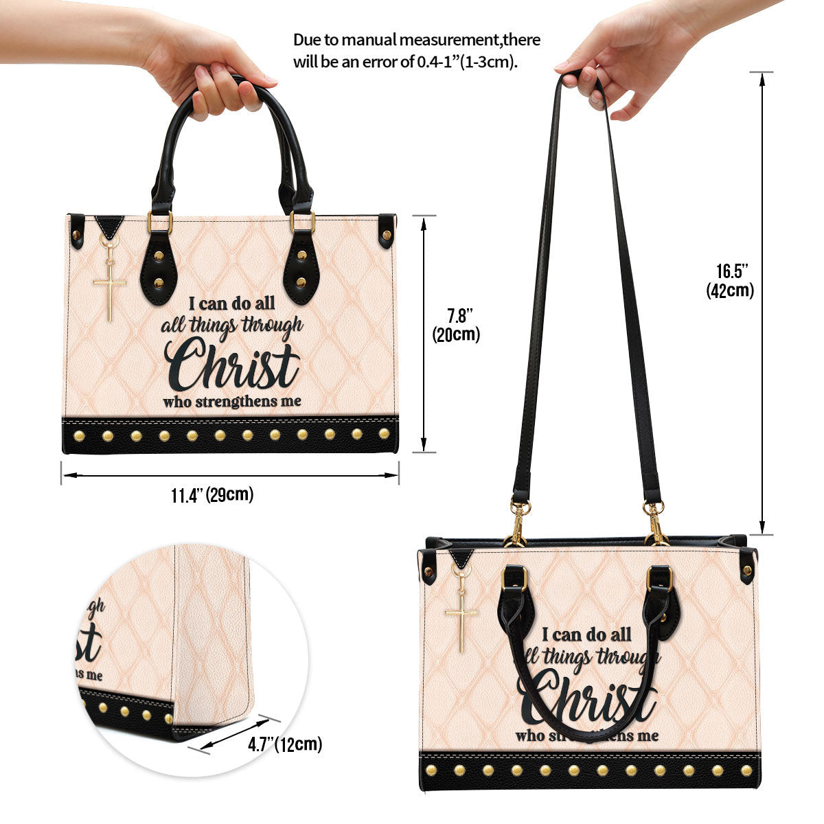 I Can Do All Things Through Christ Leather Handbag - Religious Gifts For Women - Women Pu Leather Bag