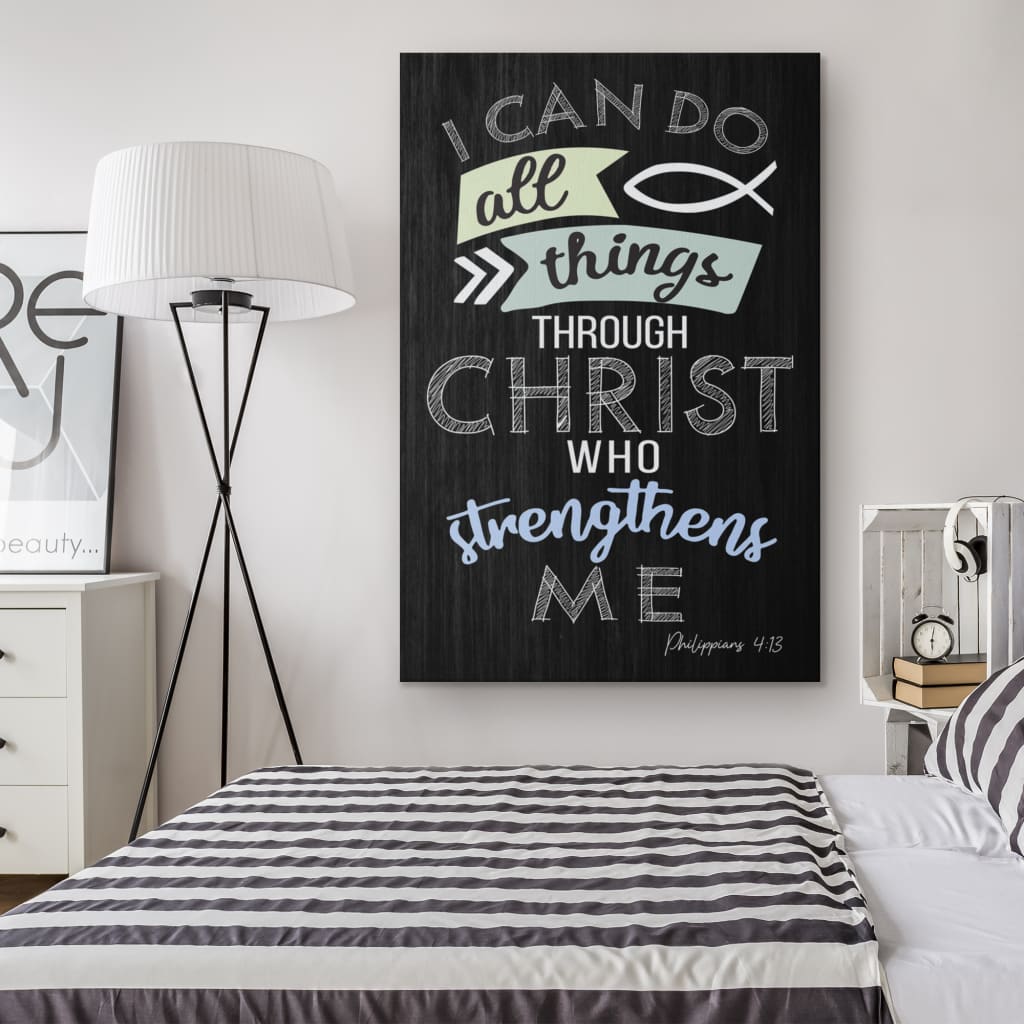 I Can Do All Things Through Christ Philippians 413 Bible Verse Canvas Wall Art - Christian Canvas Prints - Bible Verse Canvas