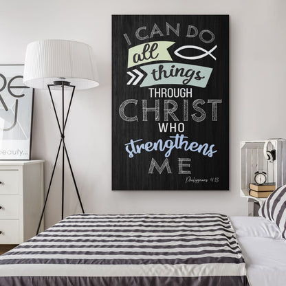 I Can Do All Things Through Christ Philippians 413 Bible Verse Canvas Wall Art - Christian Canvas Prints - Bible Verse Canvas