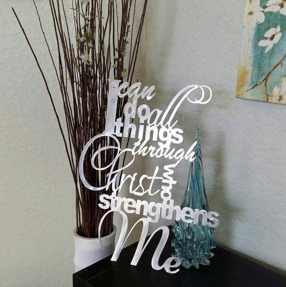 I Can Do All Things Through Christ Proverb Metal Sign - Christian Metal Wall Art - Religious Metal Wall Art