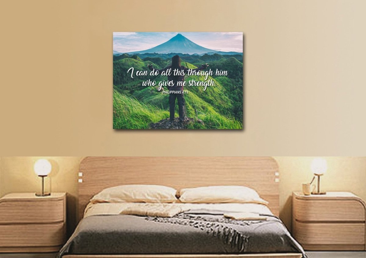 I Can Do All This Through Him Who Gives Me Strength Canvas Wall Art - Christian Canvas Wall Art