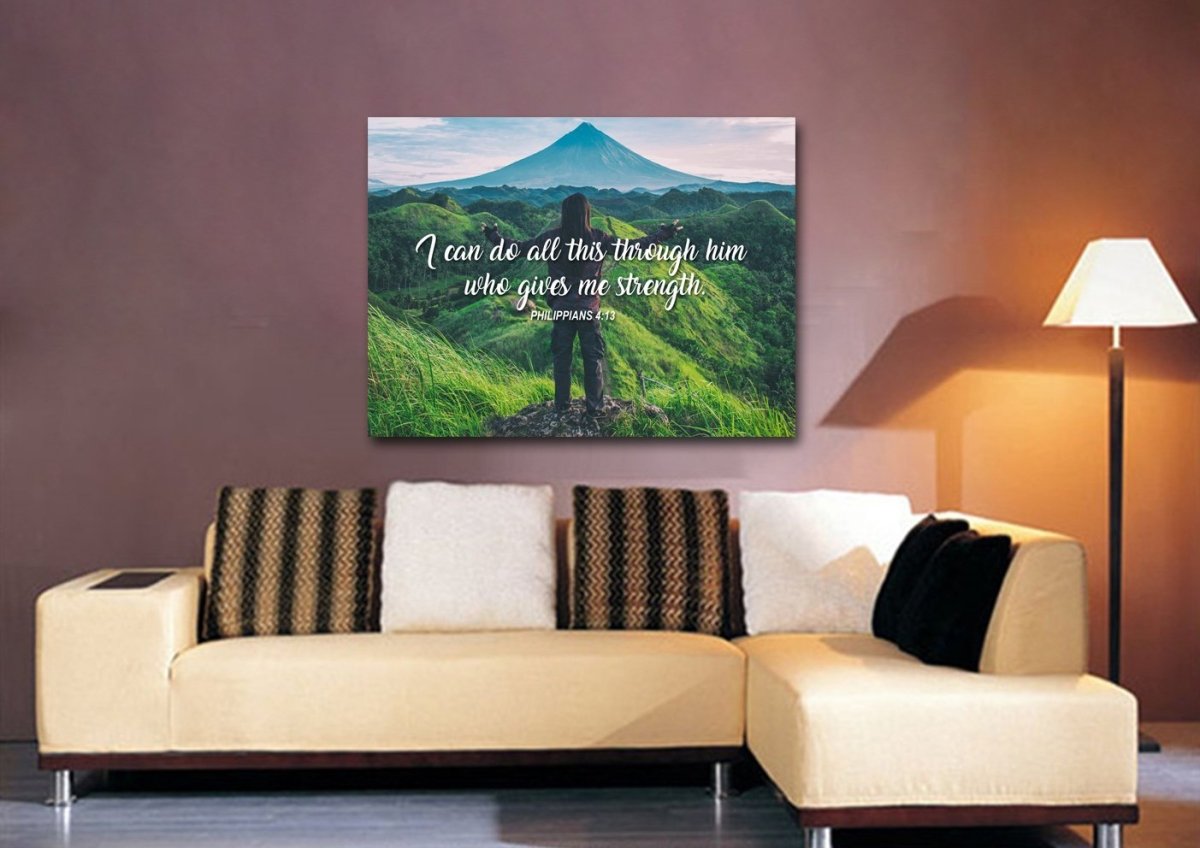 I Can Do All This Through Him Who Gives Me Strength Canvas Wall Art - Christian Canvas Wall Art