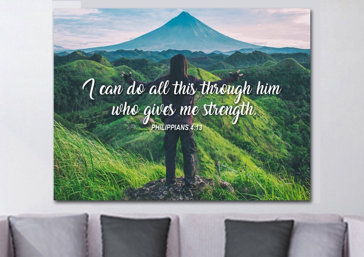 I Can Do All This Through Him Who Gives Me Strength Canvas Wall Art - Christian Canvas Wall Art
